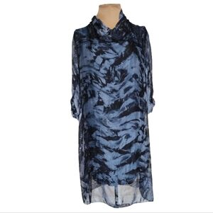 Woman to Women I Italy Medium Cowl Neck Blue‎ Tie Dye Midi Chiffon Dress